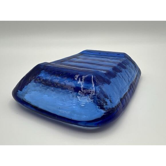 Fire and Light Recycled Glass Soap Dish Trinket Dish Cobalt Blue - Picture 9 of 11